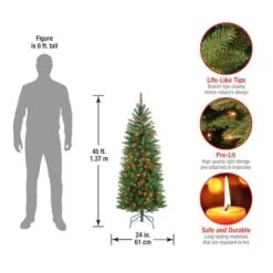 4.5 Ft. Pre-lit Kingswood Fir Pencil Artificial Christmas Tree, Multicolor Lights -Christmas Designers Store D040128S 14