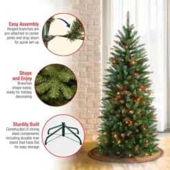 4.5 Ft. Pre-lit Kingswood Fir Pencil Artificial Christmas Tree, Multicolor Lights -Christmas Designers Store D040128S 15