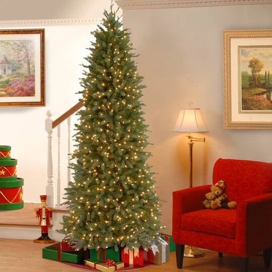 6.5 Ft. Pre-Lit Feel Real® Jersey Fraser Fir Pencil Slim Artificial Christmas Tree, Clear Lights 5 6.5 Ft. Pre-Lit Feel Real® Jersey Fraser Fir Pencil Slim Artificial Christmas Tree, Clear Lights - Image 3