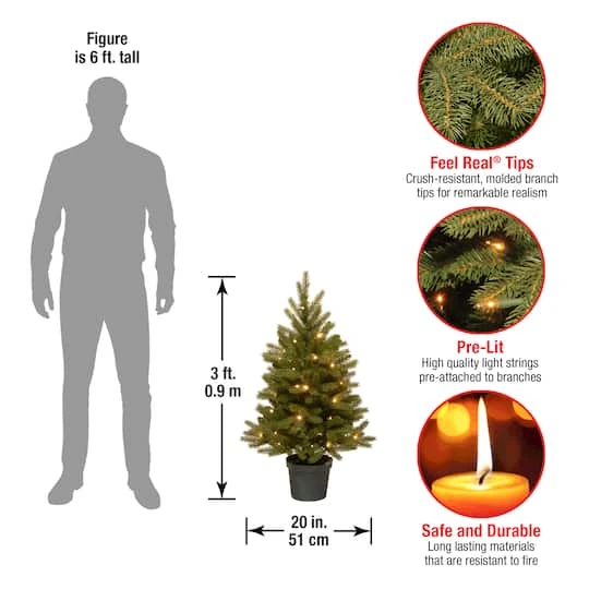 4 Ft. Pre-Lit Feel Real® Jersey Fraser Fir Artificial Christmas Tree In Growers Pot, Warm White LED Lights 7 4 Ft. Pre-Lit Feel Real® Jersey Fraser Fir Artificial Christmas Tree In Growers Pot, Warm White LED Lights - Image 5