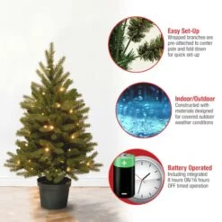 4 Ft. Pre-Lit Feel Real® Jersey Fraser Fir Artificial Christmas Tree In Growers Pot, Warm White LED Lights 13 4 Ft. Pre-Lit Feel Real® Jersey Fraser Fir Artificial Christmas Tree In Growers Pot, Warm White LED Lights -Christmas Designers Store D205123S 15
