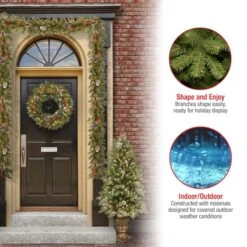 5-Piece Pre-Lit Frosted Berry Artificial Christmas Entrance Trees, Garland & Wreath -Christmas Designers Store D206300S 15