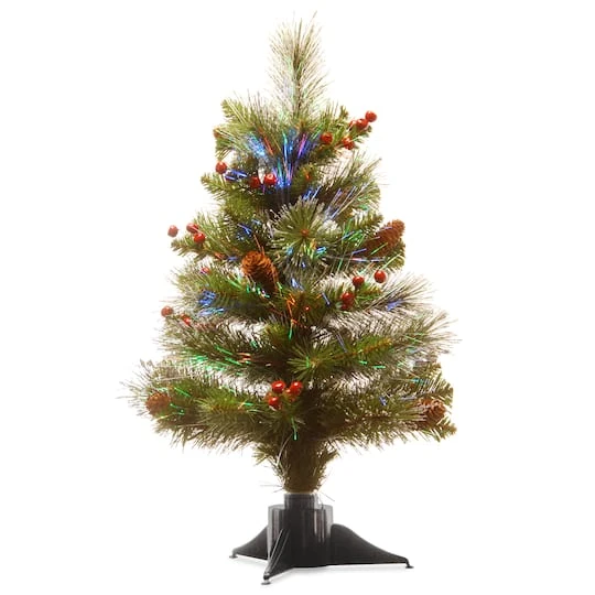 2ft. Fiber Optic Color Changing Ice Crestwood Artificial Christmas Tree With Silver Bristle 4 2ft. Fiber Optic Color Changing Ice Crestwood Artificial Christmas Tree With Silver Bristle - Image 2