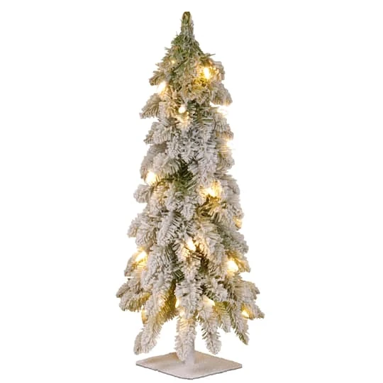 2ft. Pre-Lit Snowy Downswept Forestree With Metal Plate, Clear Lights 4 2ft. Pre-Lit Snowy Downswept Forestree With Metal Plate, Clear Lights - Image 2