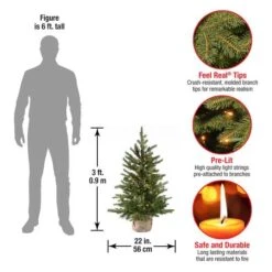 3ft. Pre-Lit Feel Real® Nordic Spruce Artificial Christmas Tree In Burlap Base, Clear Lights -Christmas Designers Store D206340S 17