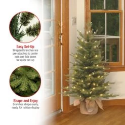 3ft. Pre-Lit Feel Real® Nordic Spruce Artificial Christmas Tree In Burlap Base, Clear Lights -Christmas Designers Store D206340S 18