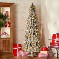 5ft. Pre-Lit Snowy Downswept Artificial Christmas Forestree, Clear Lights -Christmas Designers Store D228356S 12