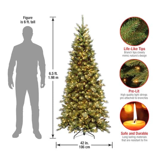 6.5ft. Pre-Lit Tiffany Fir Slim Tree, Clear Lights 8 6.5ft. Pre-Lit Tiffany Fir Slim Tree, Clear Lights - Image 6