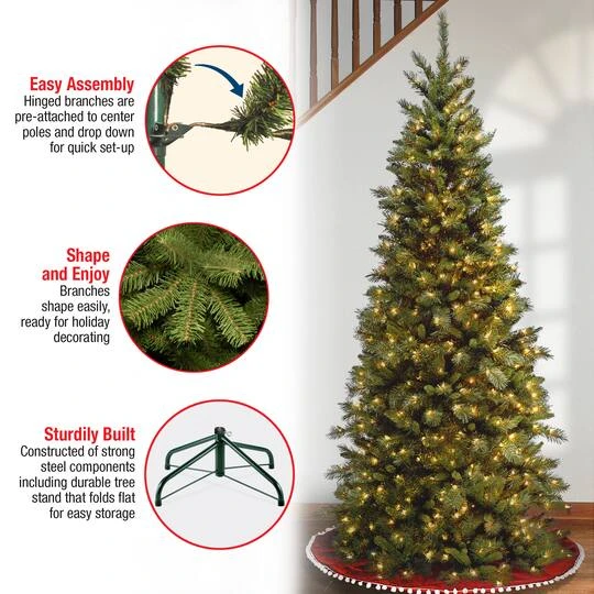 6.5ft. Pre-Lit Tiffany Fir Slim Tree, Clear Lights 9 6.5ft. Pre-Lit Tiffany Fir Slim Tree, Clear Lights - Image 7