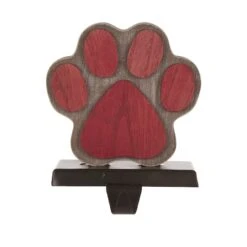 Glitzhome® 6.3" Red & Brown Paw Stocking Holder