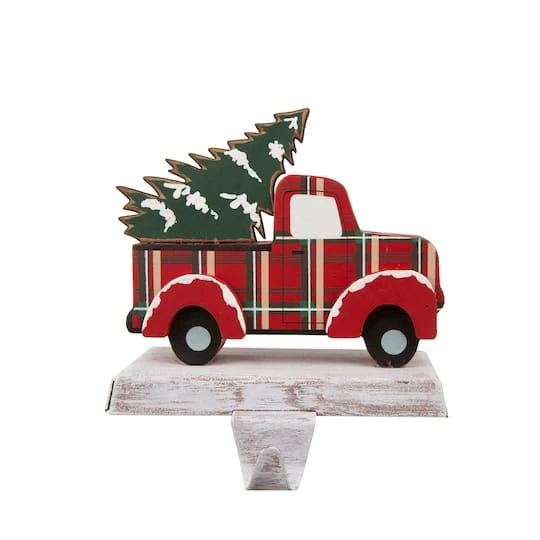 Glitzhome® 6" Red Truck & Tree Stocking Holder 4 Glitzhome® 6" Red Truck & Tree Stocking Holder - Image 2