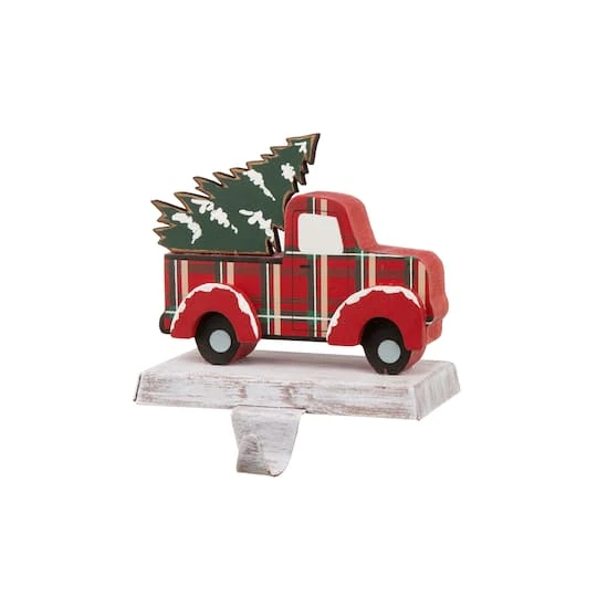 Glitzhome® 6" Red Truck & Tree Stocking Holder 7 Glitzhome® 6" Red Truck & Tree Stocking Holder - Image 5