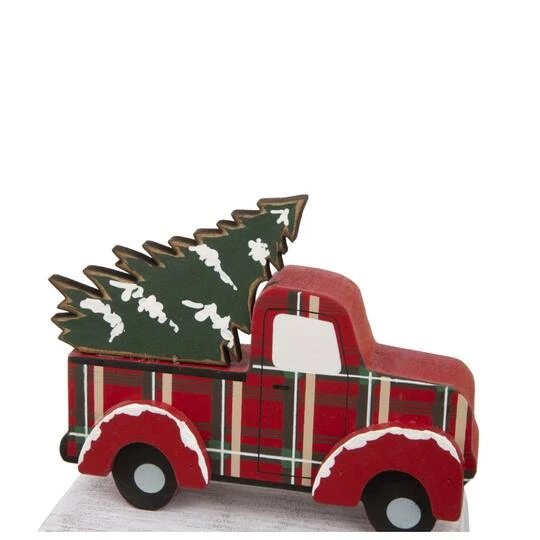 Glitzhome® 6" Red Truck & Tree Stocking Holder 9 Glitzhome® 6" Red Truck & Tree Stocking Holder - Image 7