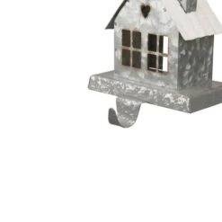 Glitzhome® 6" Galvanized House Stocking Holder -Christmas Designers Store D231677S 6