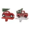 Glitzhome® 6" Red Car & Truck Stocking Holder Set -Christmas Designers Store D231694S 1