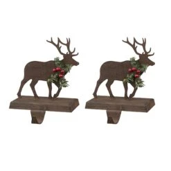 Glitzhome® 6.5" Reindeer Stocking Holder Set