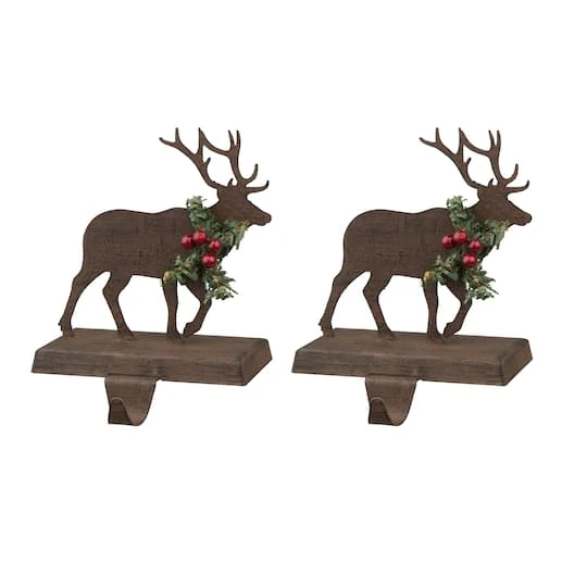 Glitzhome® 6.5" Reindeer Stocking Holder Set 3 Glitzhome® 6.5" Reindeer Stocking Holder Set