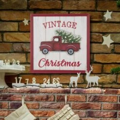 Glitzhome® 18" Wooden Truck Wall Décor -Christmas Designers Store D231746S 2