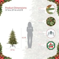 4.5ft. Pre-Lit Aspen Fir Artificial Christmas Tree, Clear Lights 14 4.5ft. Pre-Lit Aspen Fir Artificial Christmas Tree, Clear Lights -Christmas Designers Store D248236S 8