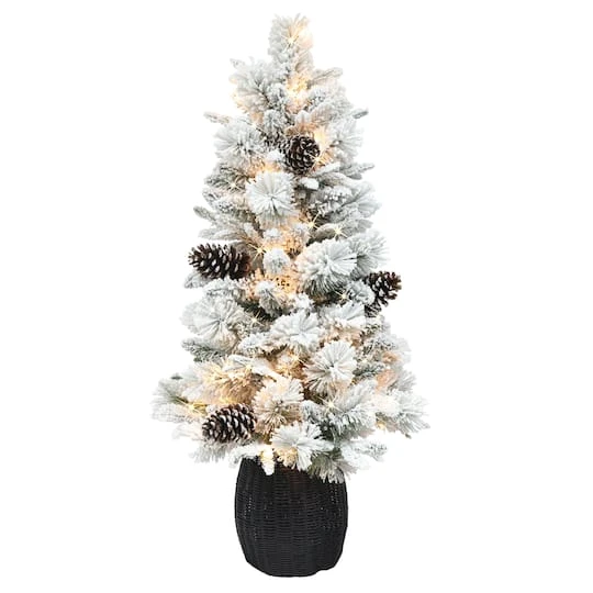 3.5ft. Pre-Lit Flocked Artificial Christmas Tree, Clear Lights 4 3.5ft. Pre-Lit Flocked Artificial Christmas Tree, Clear Lights - Image 2