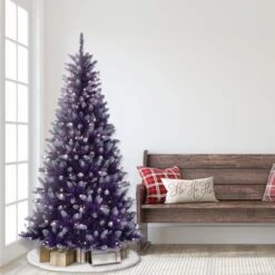 6.5ft. Pre-Lit Fashion Purple Artificial Christmas Tree, Clear Lights -Christmas Designers Store D248372S 25
