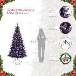 6.5ft. Pre-Lit Fashion Purple Artificial Christmas Tree, Clear Lights -Christmas Designers Store D248372S 5