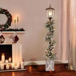 7ft. Lamp Post With Pre-Lit Decorated Garland -Christmas Designers Store D248467S 21