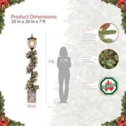 7ft. Lamp Post With Pre-Lit Decorated Garland -Christmas Designers Store D248467S 7