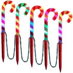 Christmas Enlightened ColorMotion™ Deluxe Candy Cane Pathway Stakes