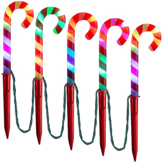 Christmas Enlightened ColorMotion™ Deluxe Candy Cane Pathway Stakes 3 Christmas Enlightened ColorMotion™ Deluxe Candy Cane Pathway Stakes