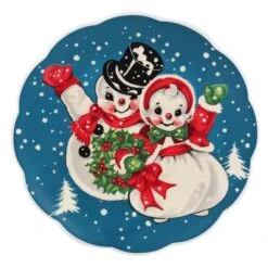Christmas Vintage Scalloped Plates Set -Christmas Designers Store D250179S 4
