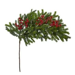 34" Pine & Berries Artificial Hanging Plant Set -Christmas Designers Store D251223S 3