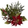14" Poinsettia Candelabrum Artificial Arrangement -Christmas Designers Store D251224S 11