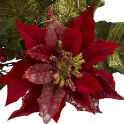 14" Poinsettia Candelabrum Artificial Arrangement -Christmas Designers Store D251224S 13