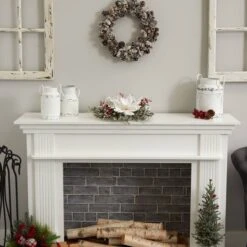 17" Frosted Magnolia & Berry Artificial Arrangement Candelabrum -Christmas Designers Store D251229S 16