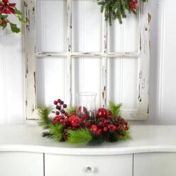 16" Holiday Candelabrum Artificial Arrangement 14 16" Holiday Candelabrum Artificial Arrangement -Christmas Designers Store D251234S 15