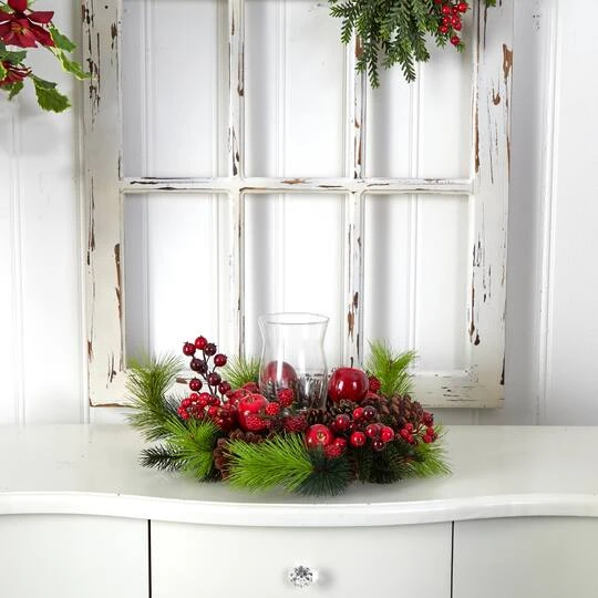 16" Holiday Candelabrum Artificial Arrangement 8 16" Holiday Candelabrum Artificial Arrangement - Image 6