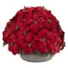 24" Large Poinsettia Artificial Plant In Stone Planter -Christmas Designers Store D251235S 11