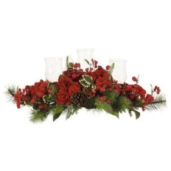 13" Hydrangea Holiday Candelabrum Artificial Arrangement