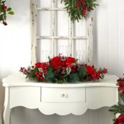 13" Hydrangea Holiday Candelabrum Artificial Arrangement -Christmas Designers Store D251237S 14