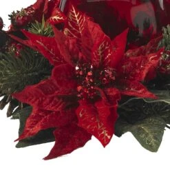 13" Poinsettia & Berry Candelabrum Artificial Arrangement 12 13" Poinsettia & Berry Candelabrum Artificial Arrangement -Christmas Designers Store D251239S 13
