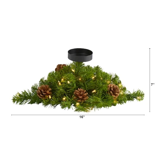 16” Christmas Pine Candelabrum & Pinecones With Lights 5 16” Christmas Pine Candelabrum & Pinecones With Lights - Image 3