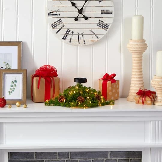 16” Christmas Pine Candelabrum & Pinecones With Lights 7 16” Christmas Pine Candelabrum & Pinecones With Lights - Image 5