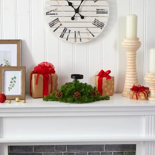 16” Christmas Pine Candelabrum & Pinecones With Lights 8 16” Christmas Pine Candelabrum & Pinecones With Lights - Image 6