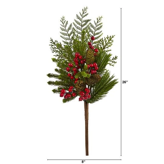 26” Mixed Pine, Pinecone & Berry Artificial Plant Set 5 26” Mixed Pine, Pinecone & Berry Artificial Plant Set - Image 3