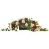 39” Poinsettia & Variegated Holly Artificial Plant In Decorative Planter 1 39” Poinsettia & Variegated Holly Artificial Plant In Decorative Planter -Christmas Designers Store D251251S 1