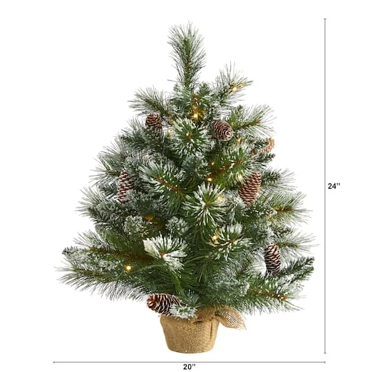 2ft. Pre-Lit Frosted Pine Artificial Christmas Tree With Pinecones, Clear LED Lights 5 2ft. Pre-Lit Frosted Pine Artificial Christmas Tree With Pinecones, Clear LED Lights - Image 3