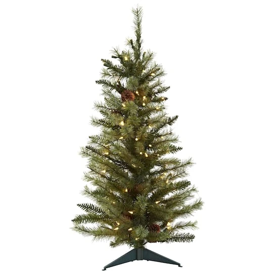 3ft. Pre-Lit Artificial Christmas Tree With Pinecones, Clear Lights 3 3ft. Pre-Lit Artificial Christmas Tree With Pinecones, Clear Lights