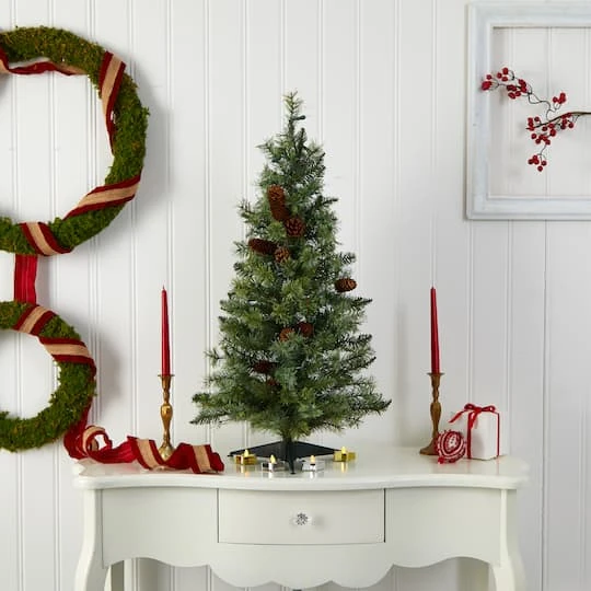 3ft. Pre-Lit Artificial Christmas Tree With Pinecones, Clear Lights 7 3ft. Pre-Lit Artificial Christmas Tree With Pinecones, Clear Lights - Image 5