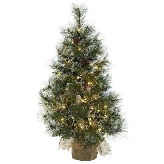 3ft. Pre-Lit Frosted Artificial Christmas Tree With Pinecones, Clear Lights 4 3ft. Pre-Lit Frosted Artificial Christmas Tree With Pinecones, Clear Lights - Image 2